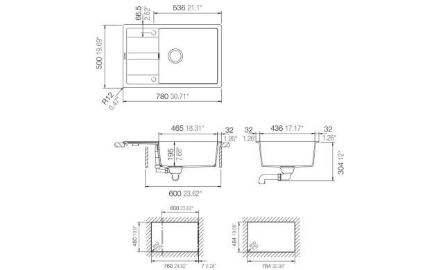 Гранитна мивка SCHOCK RONDA D100XL Onyx